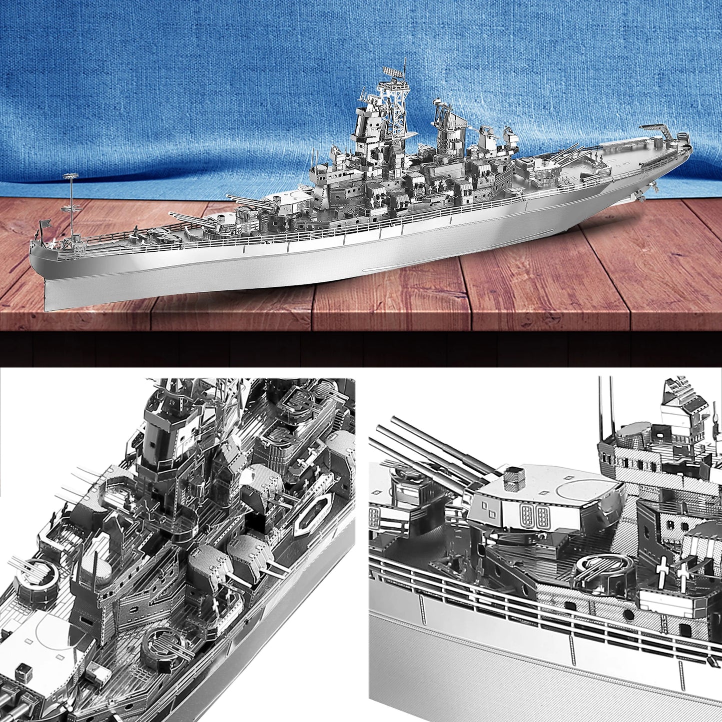 Piececool 3D Metal Puzzles Jigsaw-Uss Missouri Battleship DIY Model Building Kits Toys for Adults Birthday Gifts