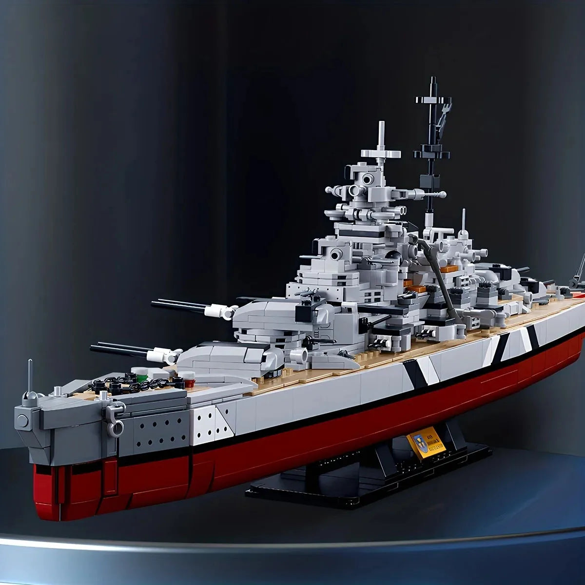 2 IN 1 Bismarck Battleship Building Block Toy Sets, Military Battleship Assembly Building Blocks, Desktop Model Ornaments