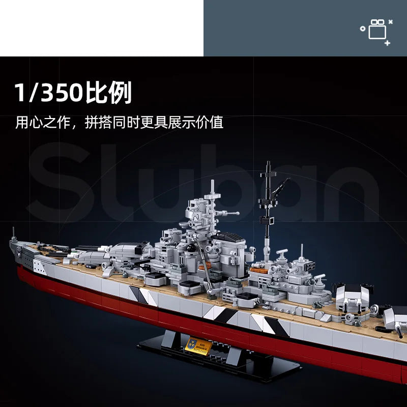 WW2 Military Warships KMS Bismarck Battleship Collection Building Blocks World War 2 II Bricks Classic Model Kids Christmas Toys