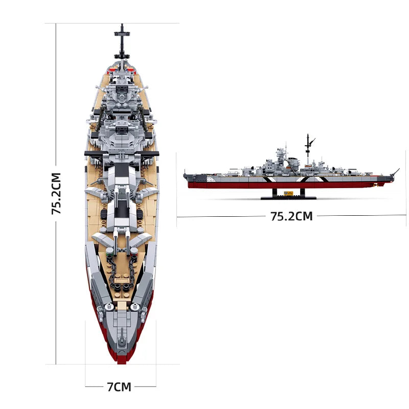 WW2 Military Warships KMS Bismarck Battleship Collection Building Blocks World War 2 II Bricks Classic Model Kids Christmas Toys