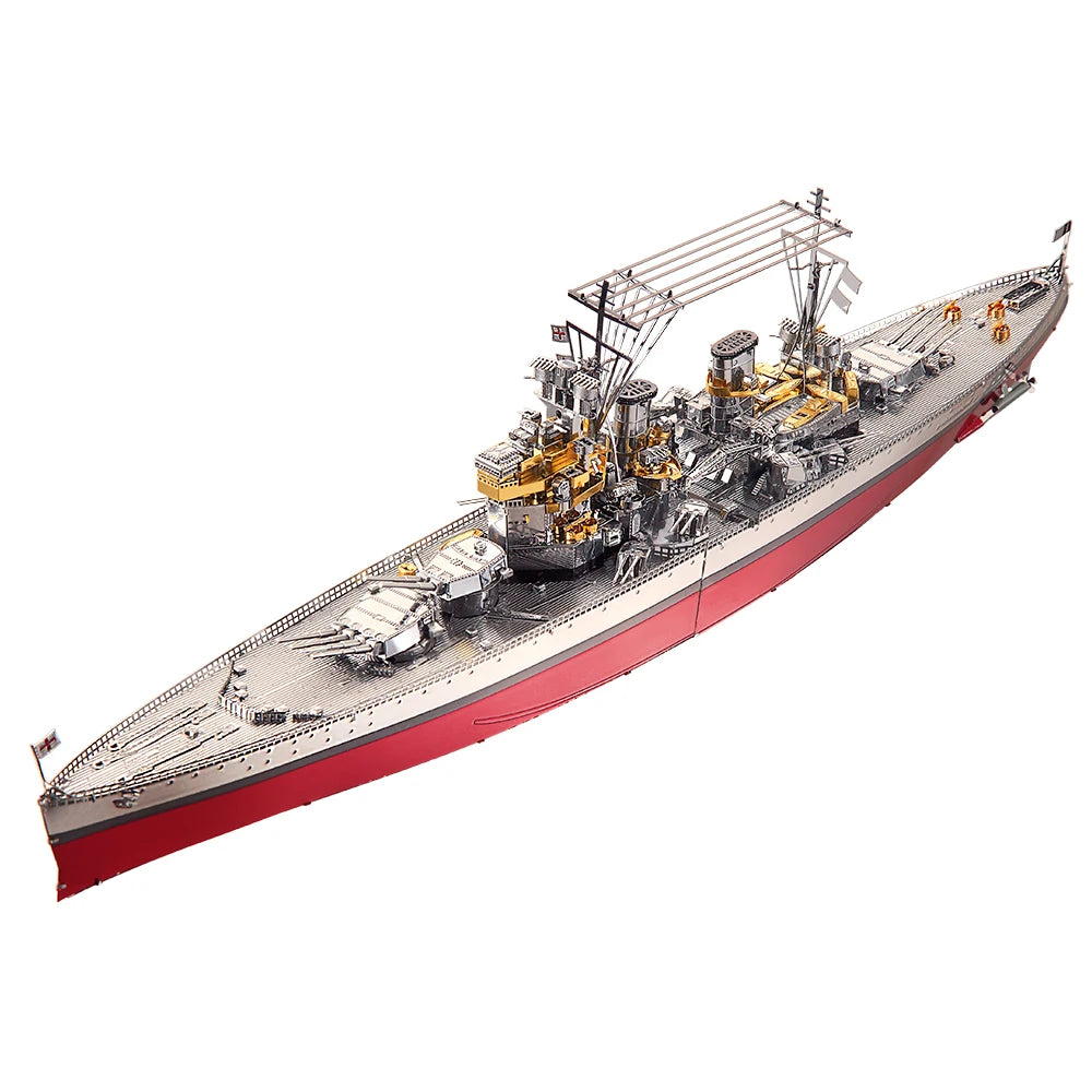 Piececool Puzzle 3D Metal Battleship Model Kits HMS Hood Richelieu Ship Model Jigsaw Toys for Teens Brain Teaser