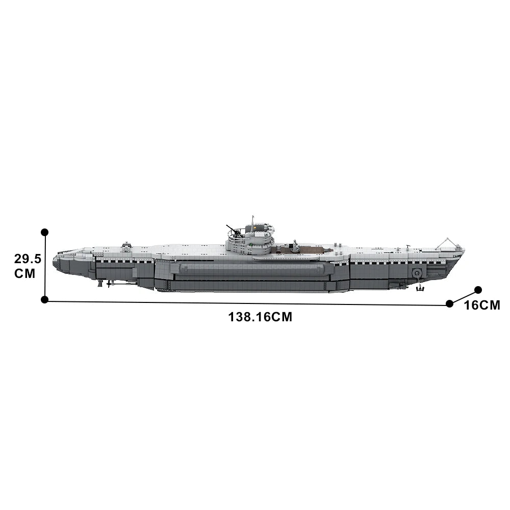 Gobricks MOC Type VIIB U-Boat Model Submarine Bricks Military Battleship Bricks Unterseeboot Building Block Toy For Collect Gift