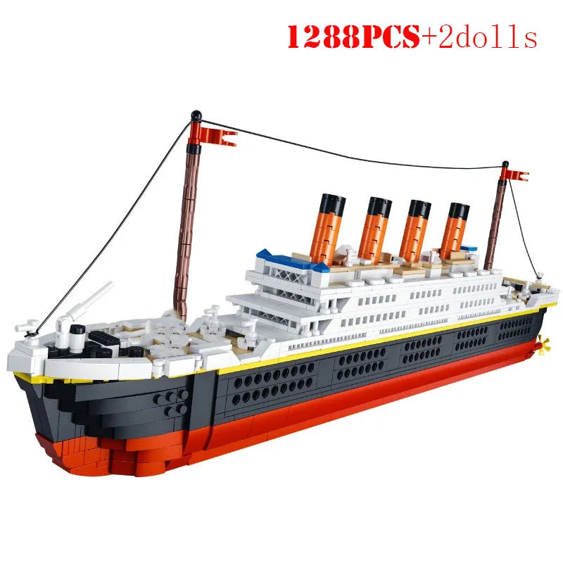 Doubuilt Titanic Cruise Ship Model Blocks 1860/1288pcs Ship Building Blocks Gift for Kids Children Home Office Ornaments Fast Sh
