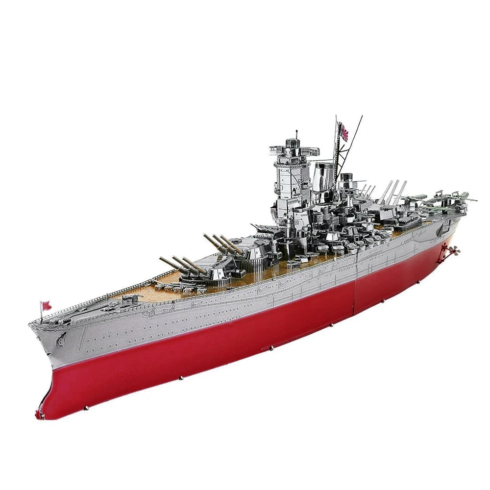 Piececool Puzzle 3D Metal Battleship Model Kits HMS Hood Richelieu Ship Model Jigsaw Toys for Teens Brain Teaser